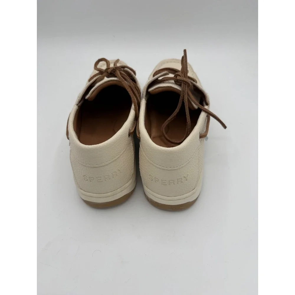 Sperry Whalefish Mens 8.5 Cream Leather Boat Shoes Memory Foam 105582 Loafers